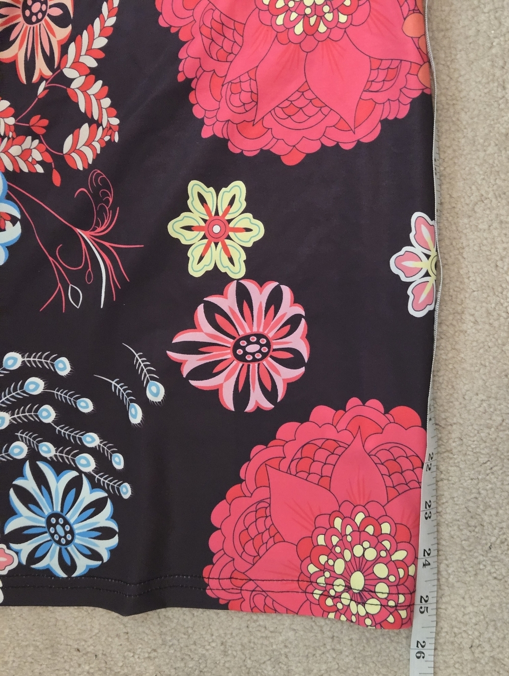 Floral Spaghetti-Strap Camisole in Black and Coral - Picture 3 of 3
